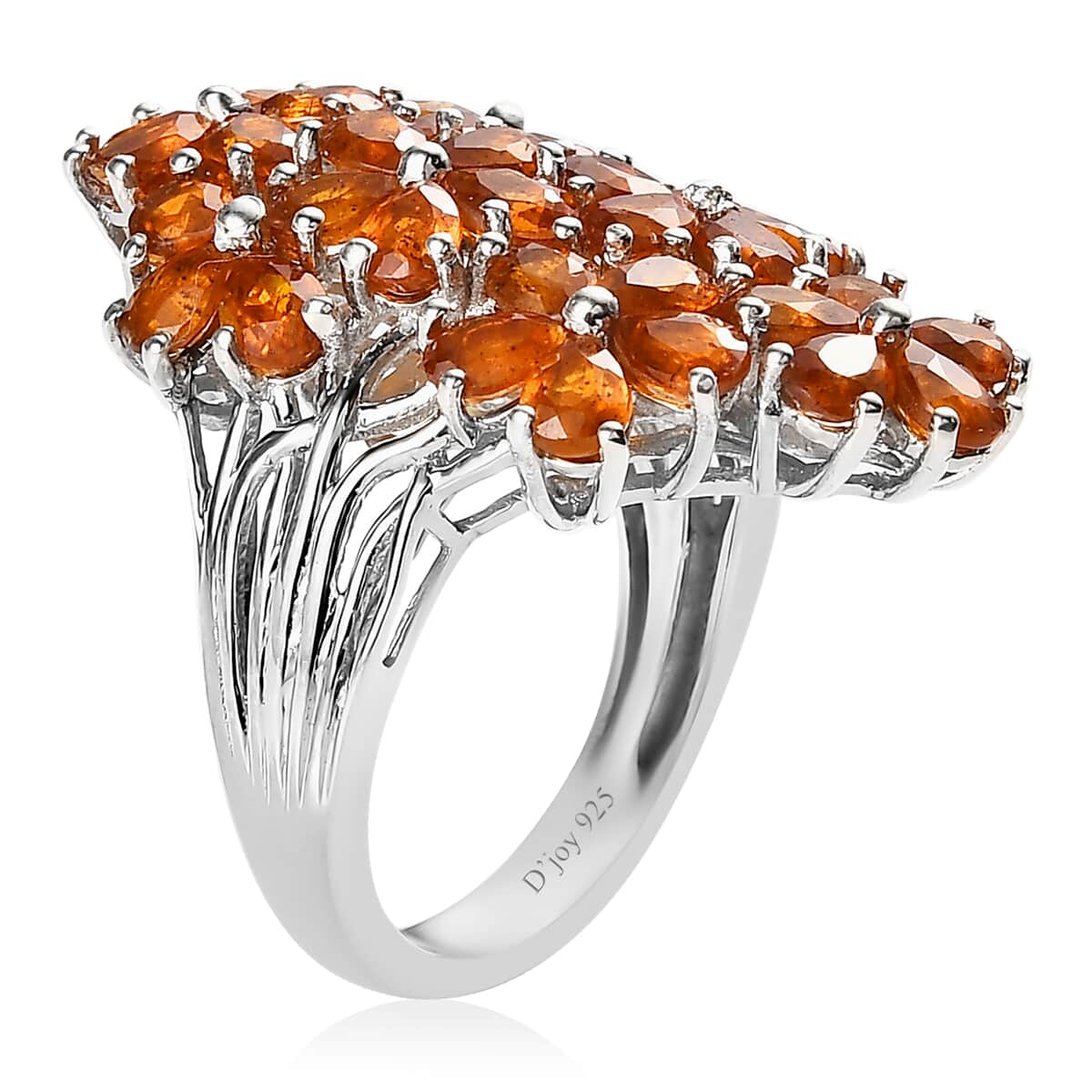 Premium Tangerine Kyanite Floral Ring in Platinum Over Sterling Silver (Size 7.0) 7.85 ctw image number 3