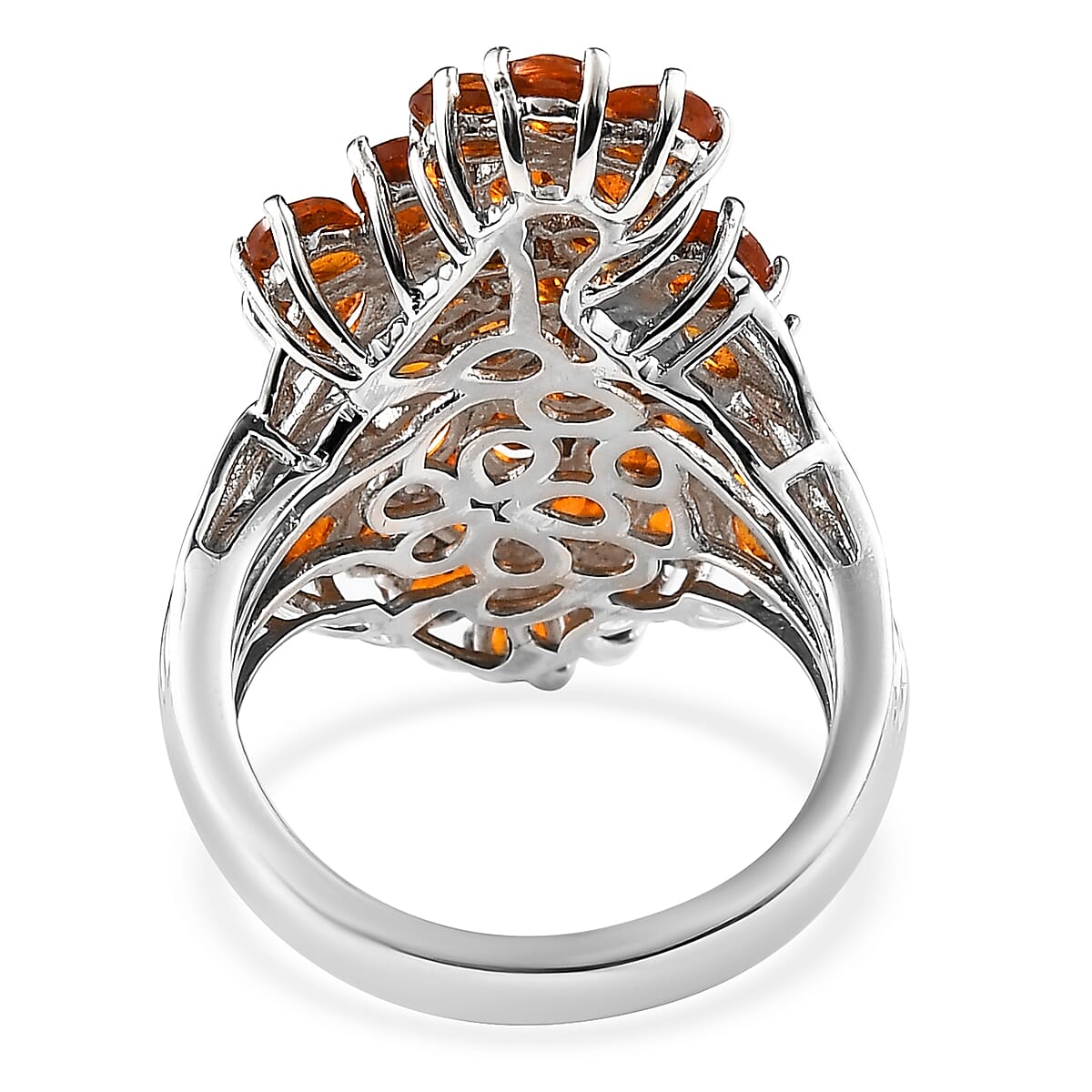 Premium Tangerine Kyanite Floral Ring in Platinum Over Sterling Silver (Size 7.0) 7.85 ctw