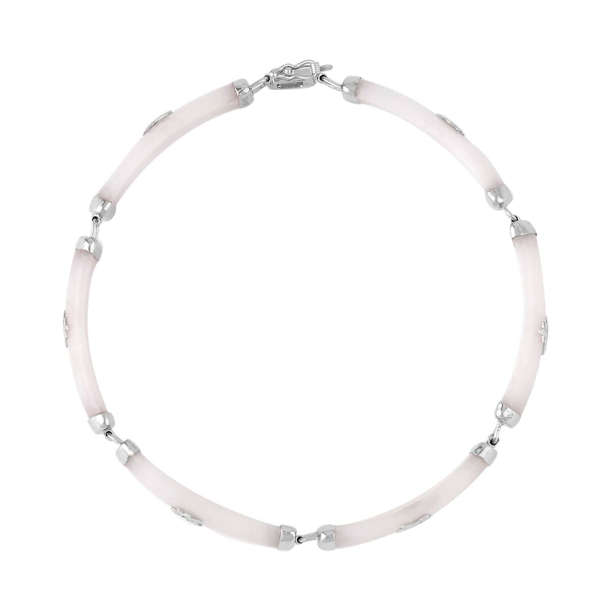 One Time Only White Jade Station Bracelet in Platinum Over Sterling Silver (6.00 In) 60.00 ctw image number 3