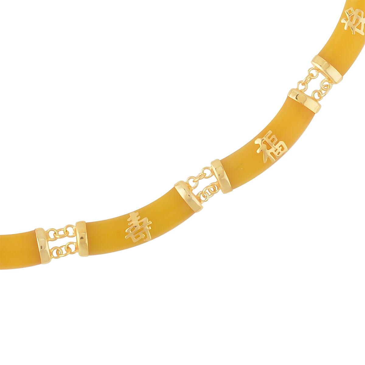 Honey Jade (D) Station Necklace 18-20 Inches in 14K Yellow Gold Over Sterling Silver 96.50 ctw image number 2