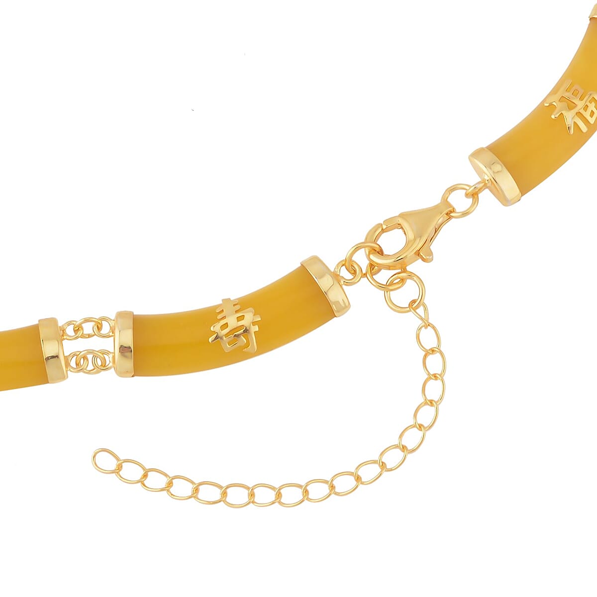 Honey Jade (D) Station Necklace 18-20 Inches in 14K Yellow Gold Over Sterling Silver 96.50 ctw image number 3