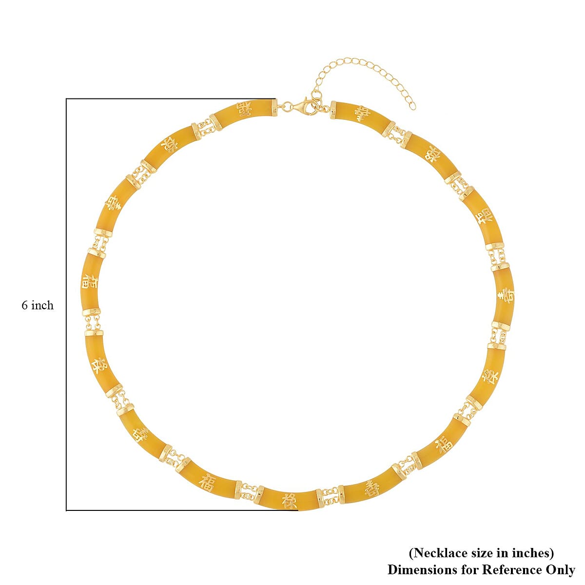 Honey Jade (D) Station Necklace 18-20 Inches in 14K Yellow Gold Over Sterling Silver 96.50 ctw image number 4