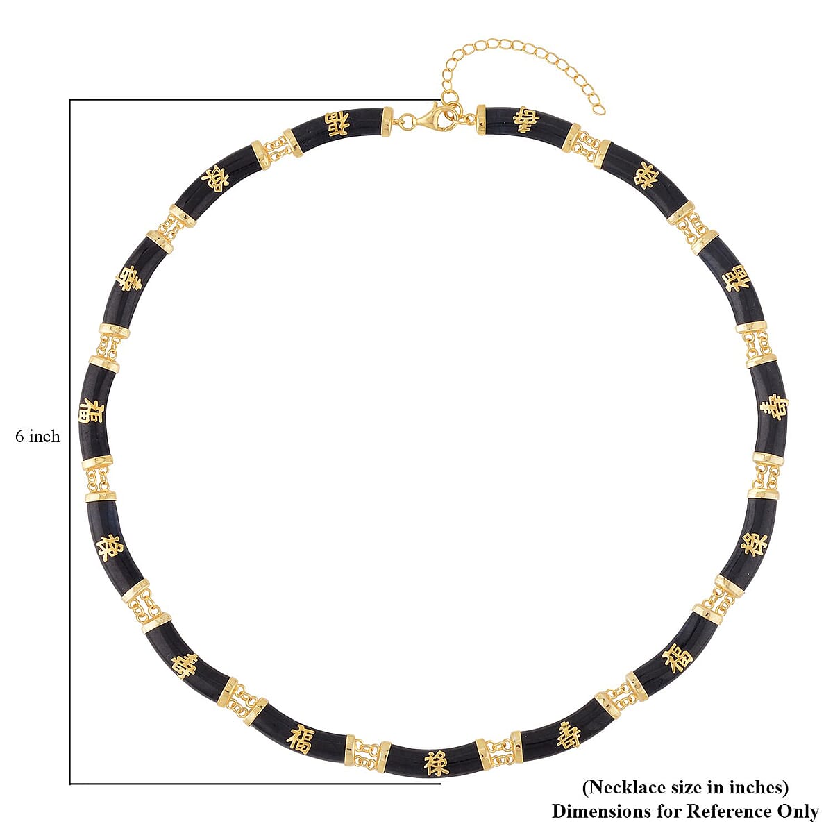 Black Jade (D) Station Necklace 18-20 Inches in 14K Yellow Gold Over Sterling Silver 96.50 ctw image number 3