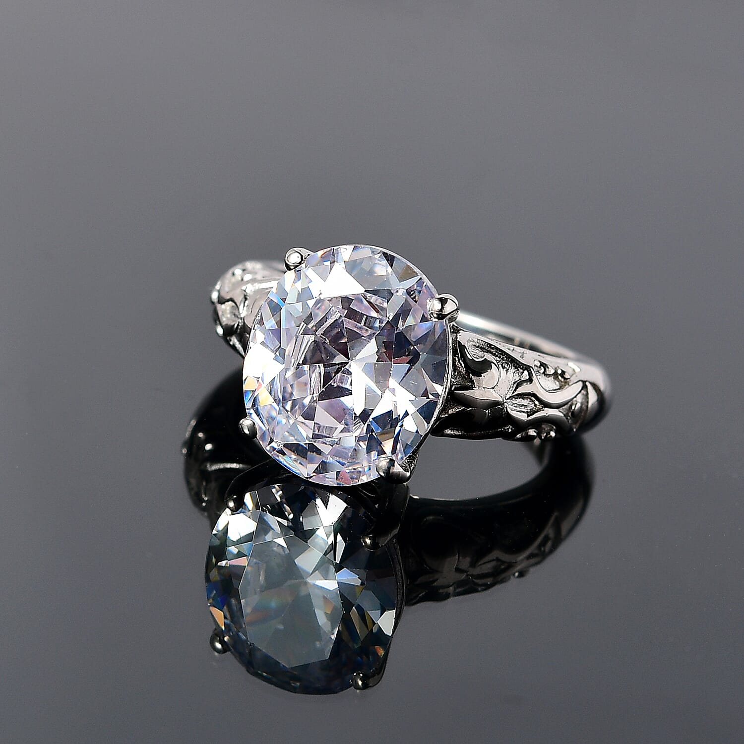 Karis Simulated Diamond Solitaire Ring in Platinum Bond (Size 9.0) 8.00 ctw