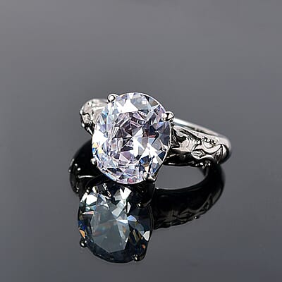 Karis Simulated Diamond Solitaire Ring in Platinum Bond (Size 9.0) 8.00 ctw