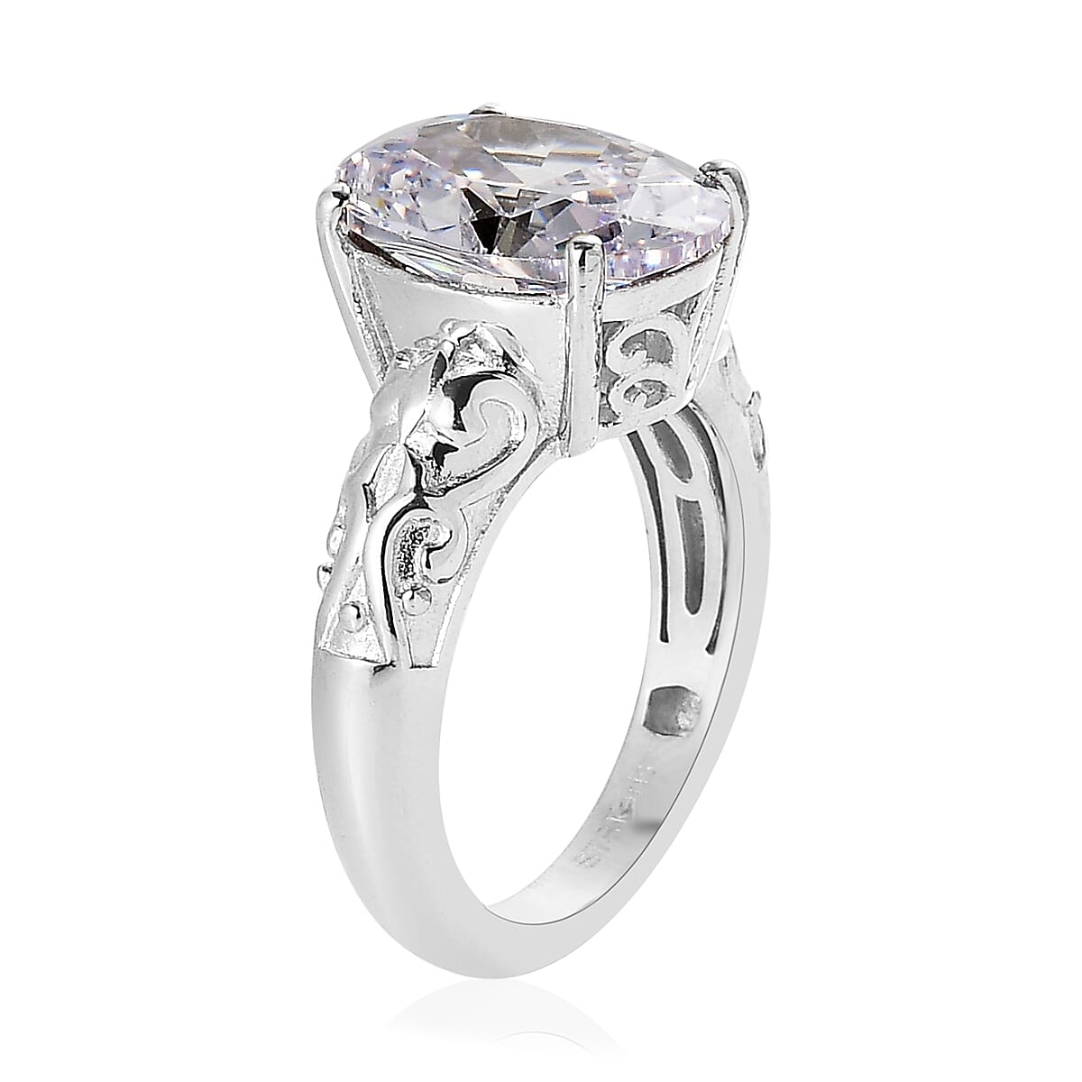 Karis Simulated Diamond Solitaire Ring in Platinum Bond (Size 9.0) 8.00 ctw