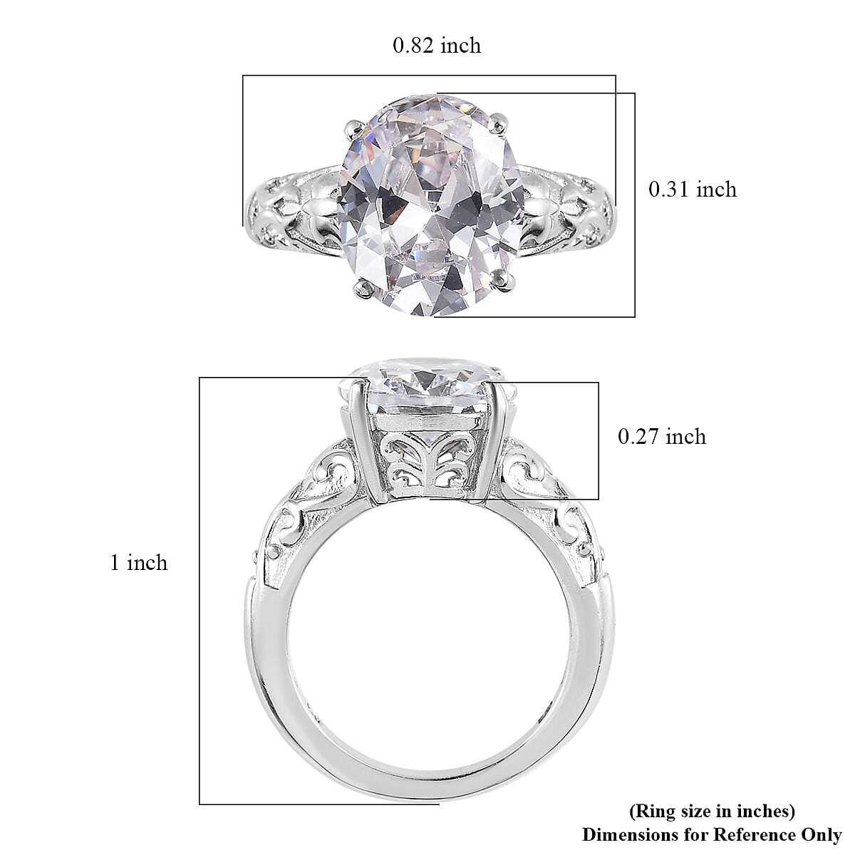 Karis Simulated Diamond Solitaire Ring in Platinum Bond (Size 9.0) 8.00 ctw