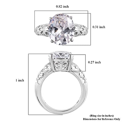 Karis Simulated Diamond Solitaire Ring in Platinum Bond (Size 9.0) 8.00 ctw