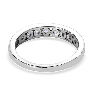 Tanzanite Half Eternity Ring in Platinum Over Sterling Silver (Size 10.0) 0.60 ctw