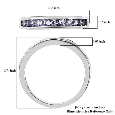 Tanzanite Half Eternity Ring in Platinum Over Sterling Silver (Size 10.0) 0.60 ctw