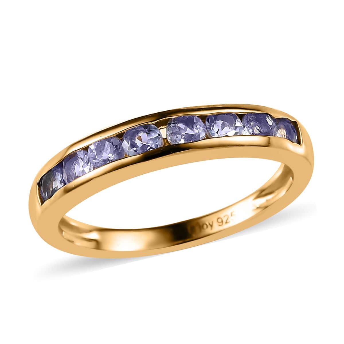 Tanzanite Half Eternity Band Ring in Vermeil Yellow Gold Over Sterling Silver (Size 6.0) 0.60 ctw image number 0