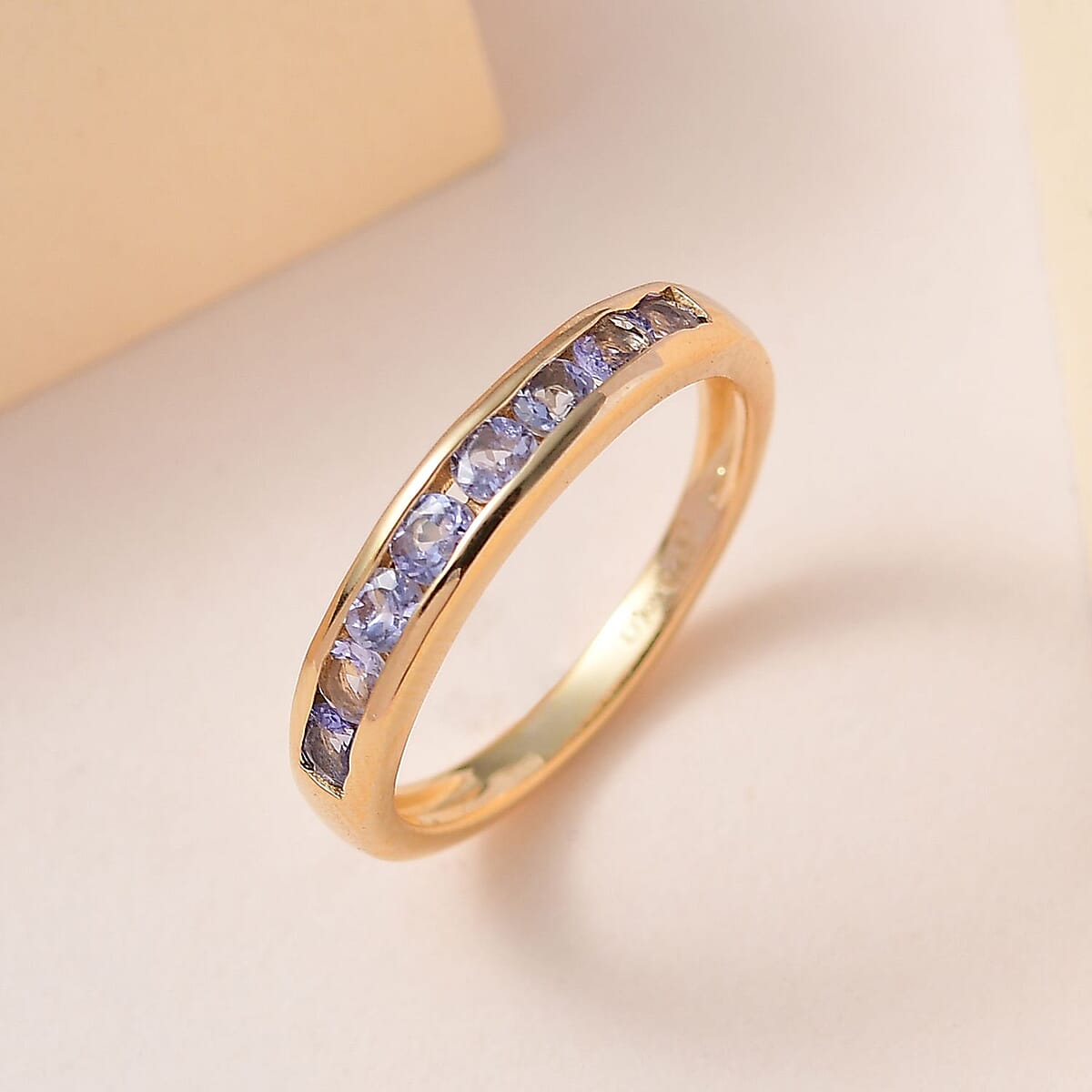 Tanzanite Half Eternity Band Ring in Vermeil Yellow Gold Over Sterling Silver (Size 7.0) 0.60 ctw image number 1