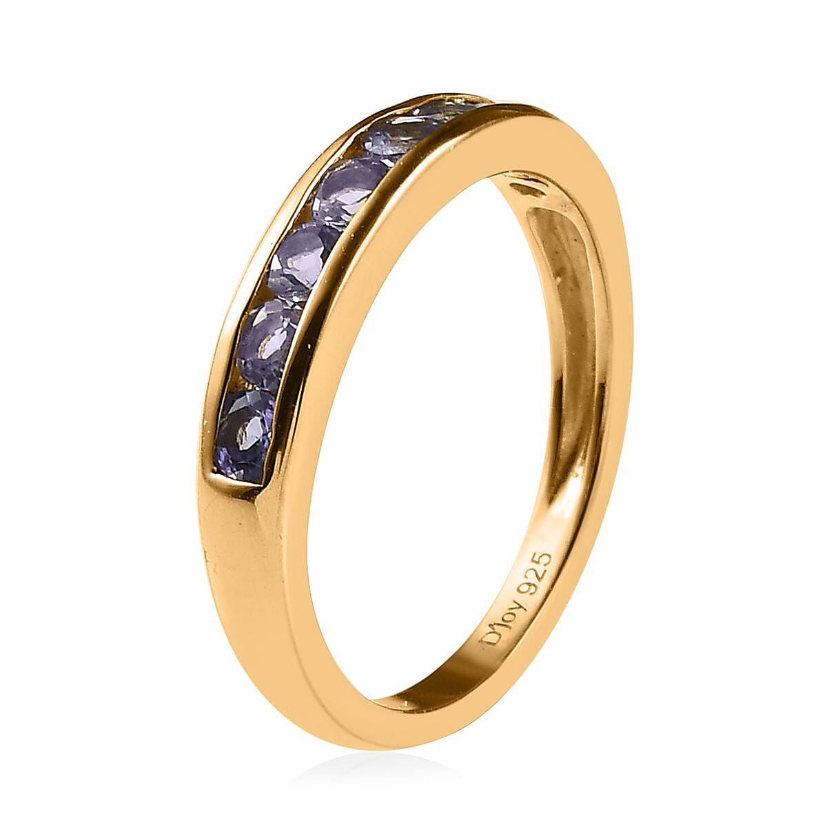Tanzanite Half Eternity Band Ring in Vermeil Yellow Gold Over Sterling Silver (Size 7.0) 0.60 ctw image number 3