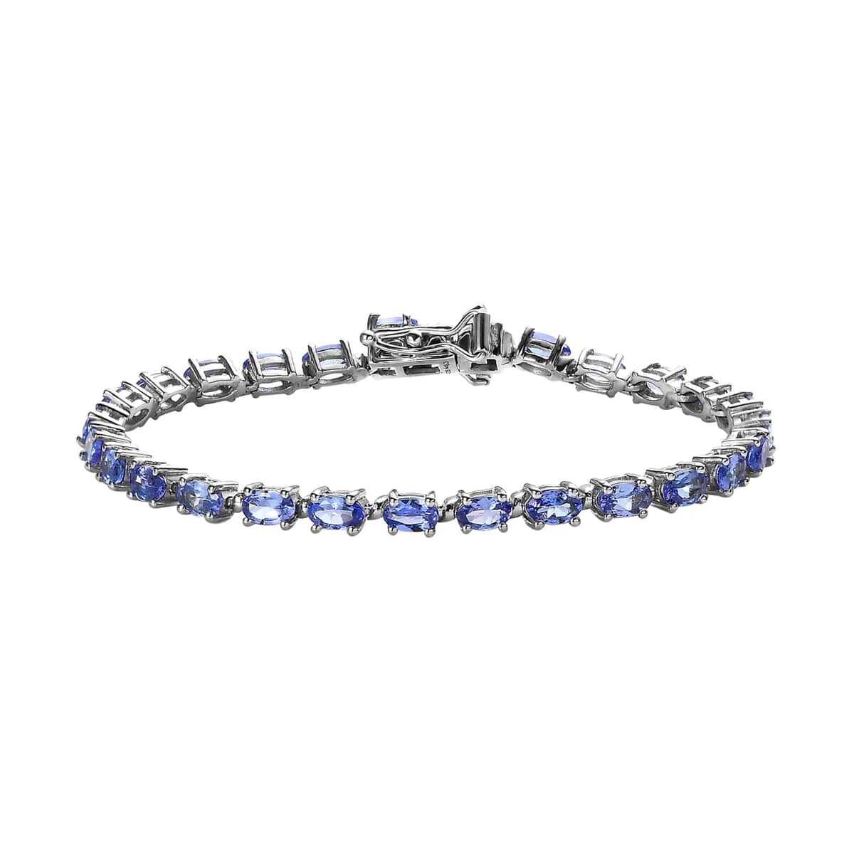 Premium Tanzanite Tennis Bracelet in Platinum Over Sterling Silver (6.50 In) 6.15 ctw image number 0