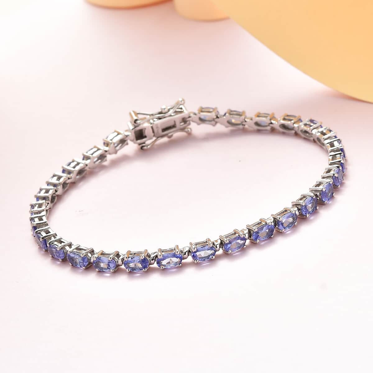 Premium Tanzanite Tennis Bracelet in Platinum Over Sterling Silver (6.50 In) 6.15 ctw image number 1