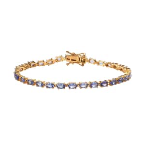 Premium Tanzanite Tennis Bracelet in Vermeil Yellow Gold Over Sterling Silver (7.25 In) 6.40 ctw