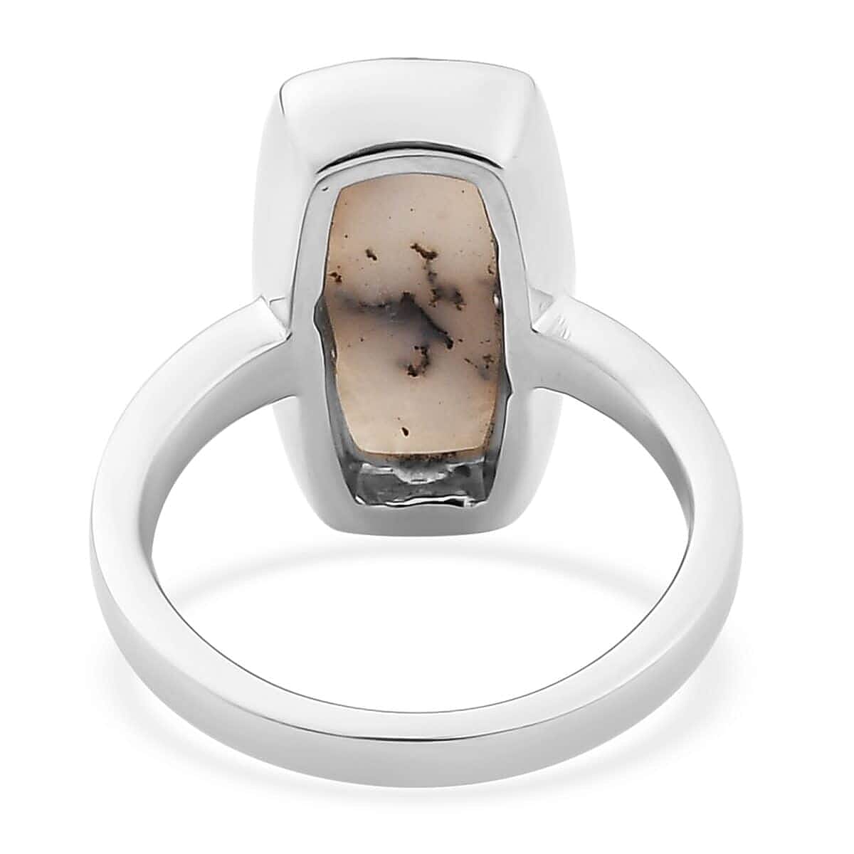 Dendritic Agate Solitaire Ring in Stainless Steel (Size 6.0) 5.10 ctw image number 6