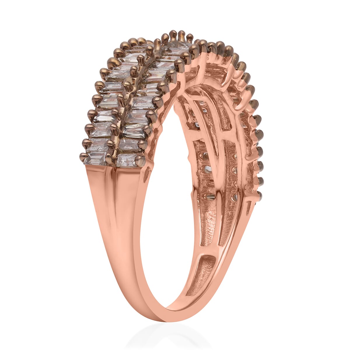 Natural Champagne Diamond Ring in Vermeil RG Over Sterling Silver (Size 10.0) (Del. 7-10 Days) 1.00 ctw image number 3