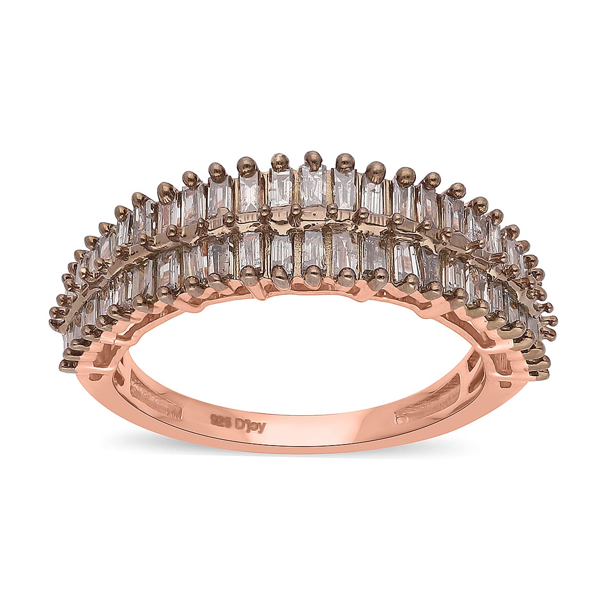 Natural Champagne Diamond Ring in Vermeil Rose Gold Over Sterling Silver (Size 5.0) 1.00 ctw
