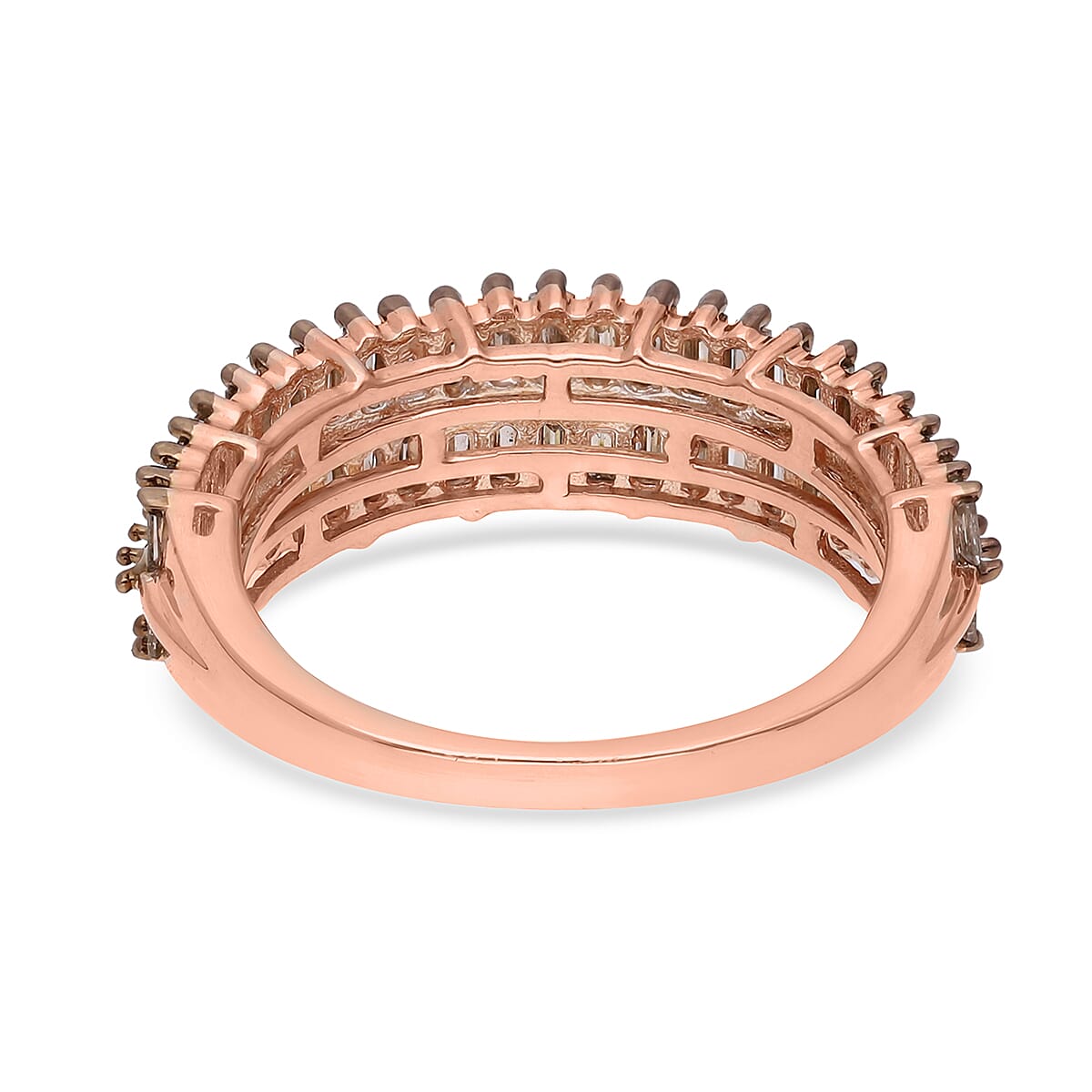 Natural Champagne Diamond Ring in Vermeil Rose Gold Over Sterling Silver (Size 5.0) 1.00 ctw