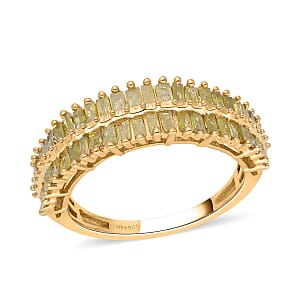 Yellow Diamond Ring in Vermeil YG Over Sterling Silver (Size 7.0) 1.00 ctw