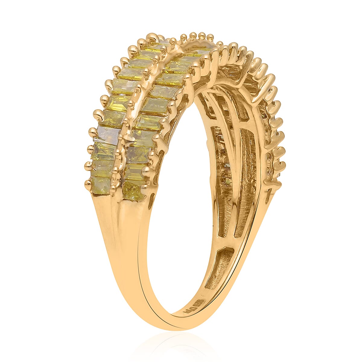 Yellow Diamond Ring in Vermeil YG Over Sterling Silver (Size 8.0) 1.00 ctw image number 3