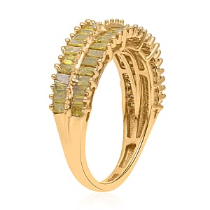 Yellow Diamond Ring in Vermeil YG Over Sterling Silver (Size 9.0) 1.00 ctw
