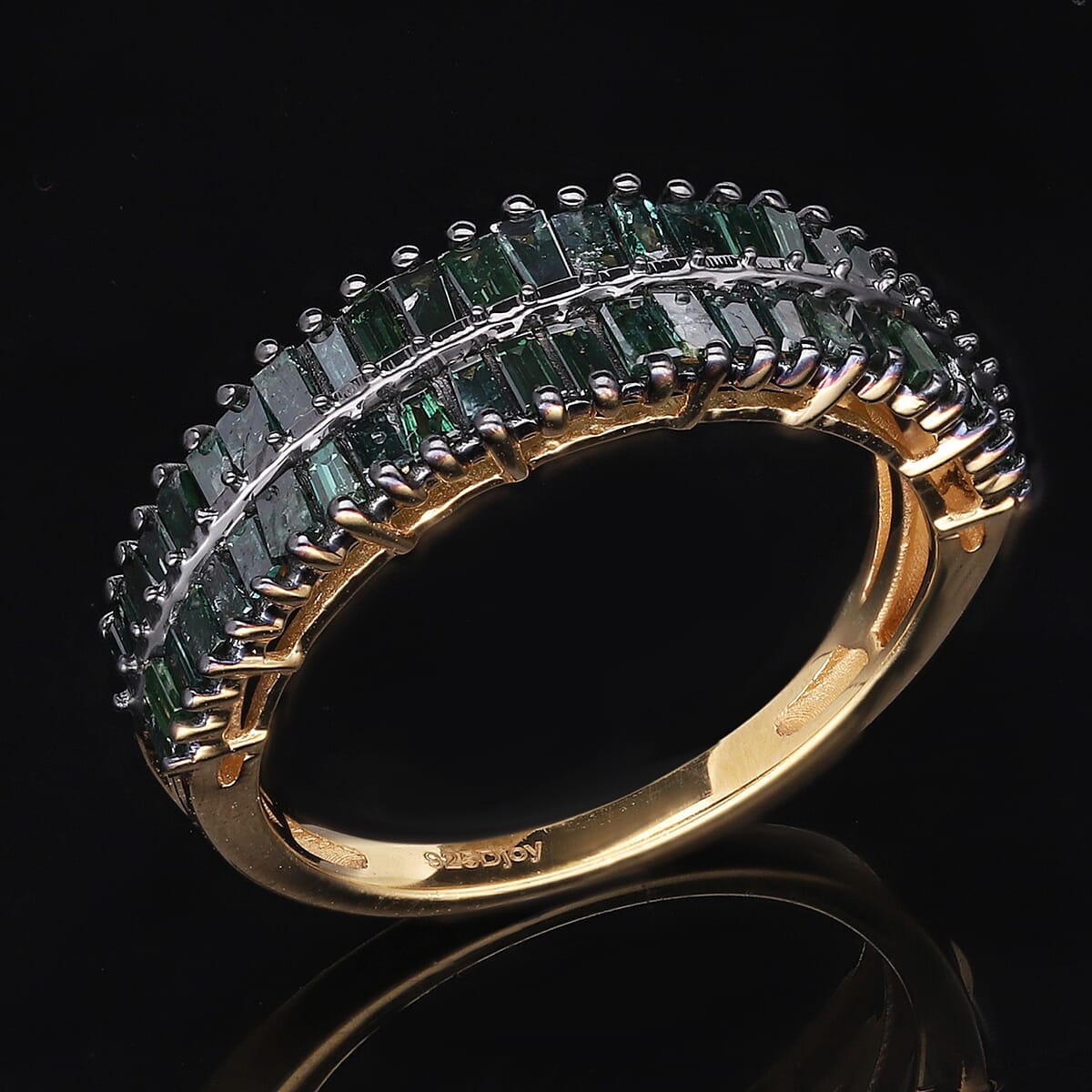 Green Diamond Ring in Vermeil YG Over Sterling Silver (Size 9.0) 1.00 ctw image number 1