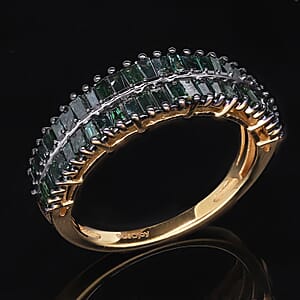 Green Diamond Ring in Vermeil YG Over Sterling Silver (Size 9.0) 1.00 ctw