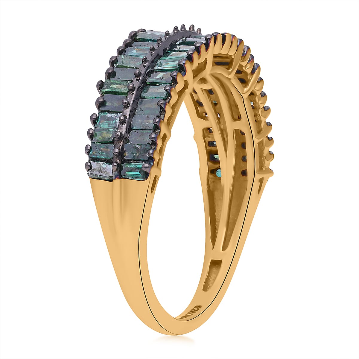 Green Diamond Ring in Vermeil YG Over Sterling Silver (Size 9.0) 1.00 ctw image number 3