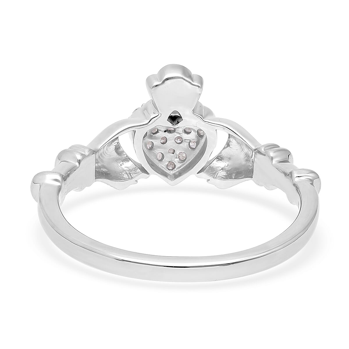 Diamond Claddagh Ring in Platinum Over Sterling Silver 0.15 ctw image number 4