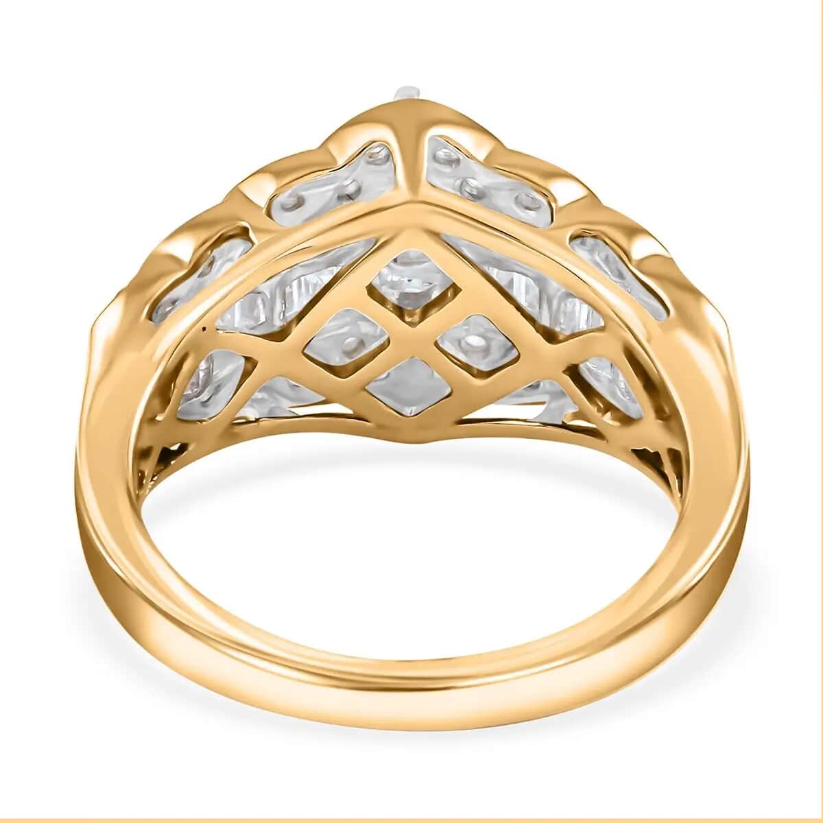 The Royal Navette 10K Yellow Gold White Diamond (G-H, I2) Ring (Size 7.0) (5.40 g) 1.00 ctw image number 5