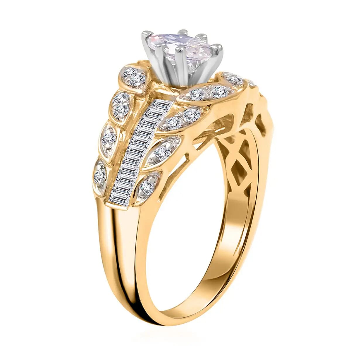 NY Closeout Diamond 1.00 ctw Ring in 10K Yellow Gold, 10K Yellow Gold Ring, Diamond Cluster Ring 5.40 Grams (Size 6.0) image number 4