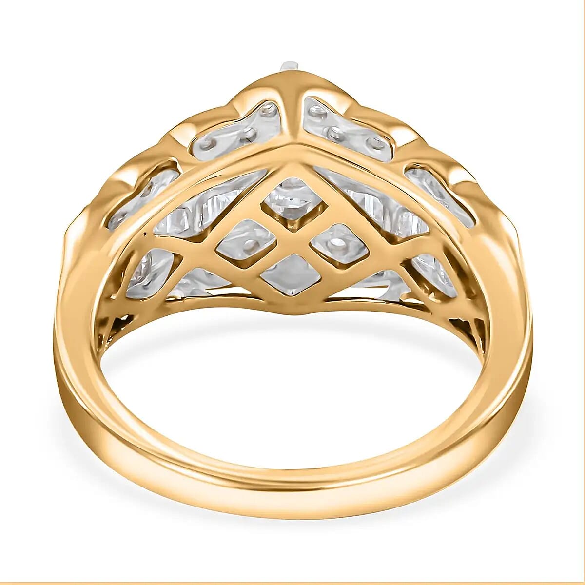 NY Closeout Diamond 1.00 ctw Ring in 10K Yellow Gold, 10K Yellow Gold Ring, Diamond Cluster Ring 5.40 Grams (Size 6.0) image number 5