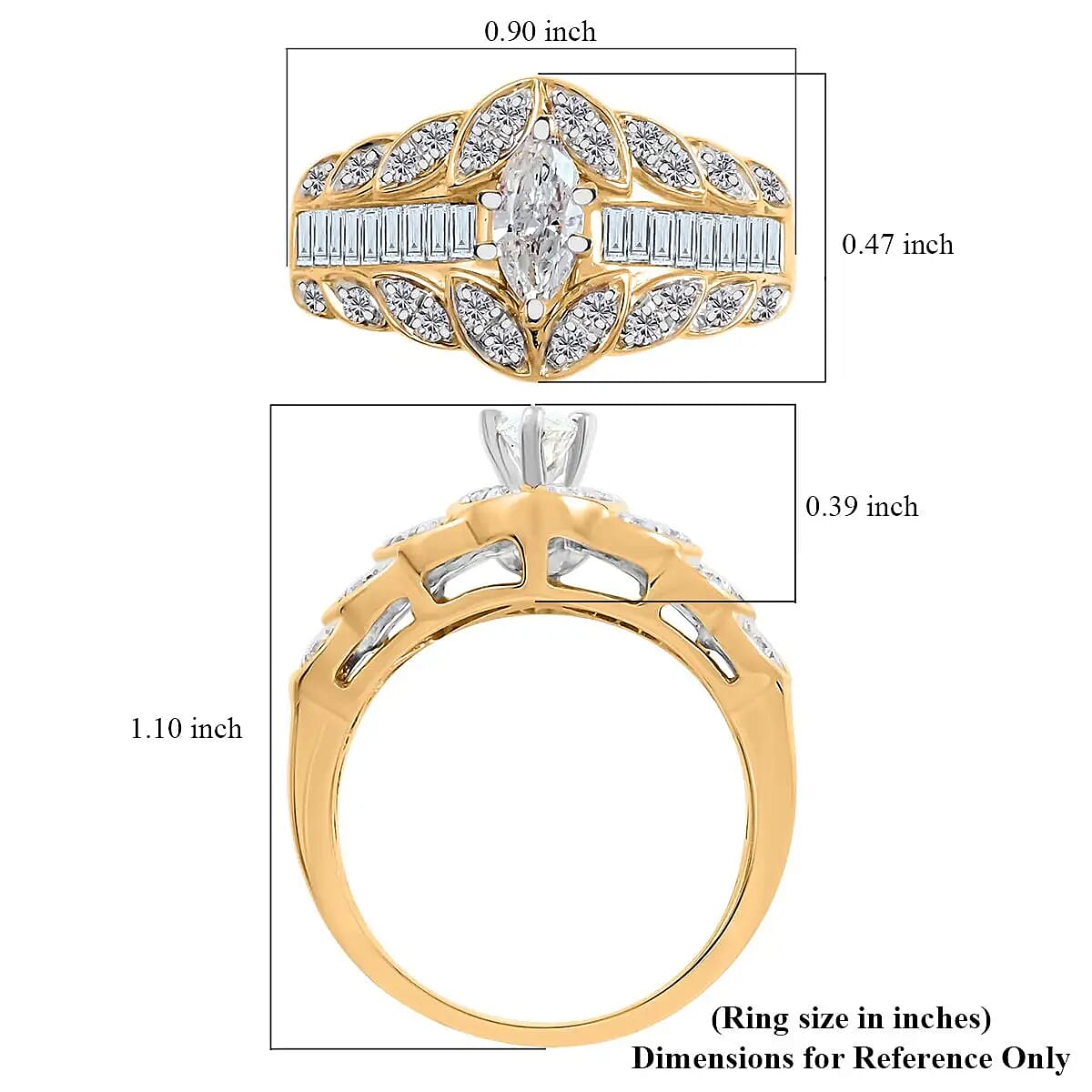NY Closeout Diamond 1.00 ctw Ring in 10K Yellow Gold, 10K Yellow Gold Ring, Diamond Cluster Ring 5.40 Grams (Size 6.0) image number 6