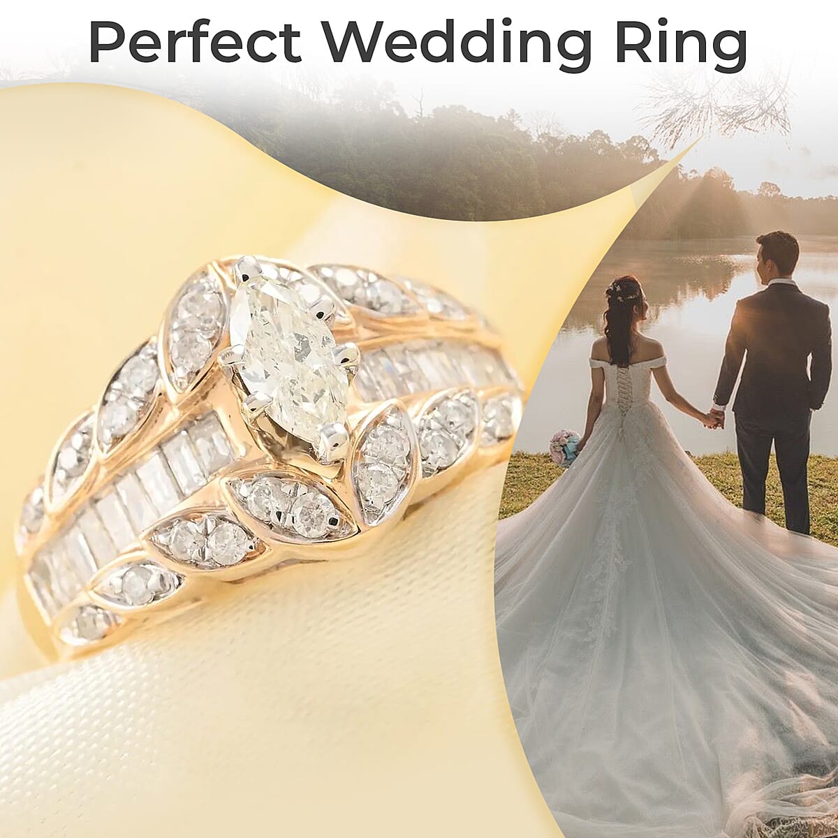 NY Closeout Diamond 1.00 ctw Ring in 10K Yellow Gold, 10K Yellow Gold Ring, Diamond Cluster Ring 5.40 Grams (Size 8.0) image number 3