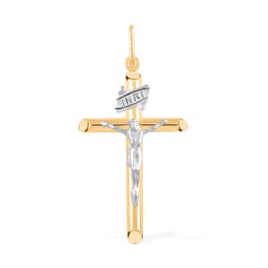 14K Gold Yellow & White 25MM Crucifix Tube Pendant 1.55 Grams (Del. in 10-15 Days)