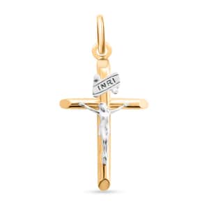 14K Gold Yellow 25MM Crucifix Tube Pendant 1.50 Grams