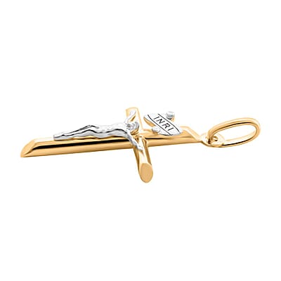 14K Gold Yellow 25MM Crucifix Tube Pendant 1.50 Grams