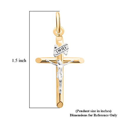 14K Gold Yellow 25MM Crucifix Tube Pendant 1.50 Grams