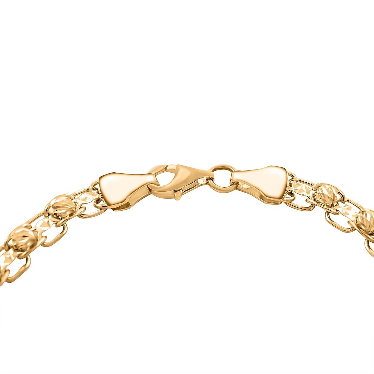 10K Tricolor Gold 5.3mm Diamond Cut Beaded Linked Bracelet (7.75 In) 5.30 Grams image number 3