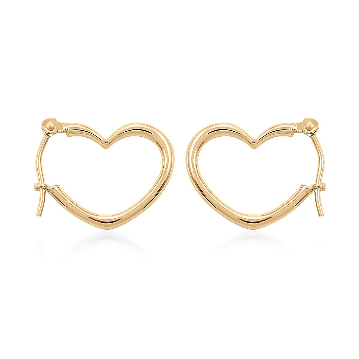 14K Yellow Gold Polished Sideways Heart Hoop Earrings image number 3