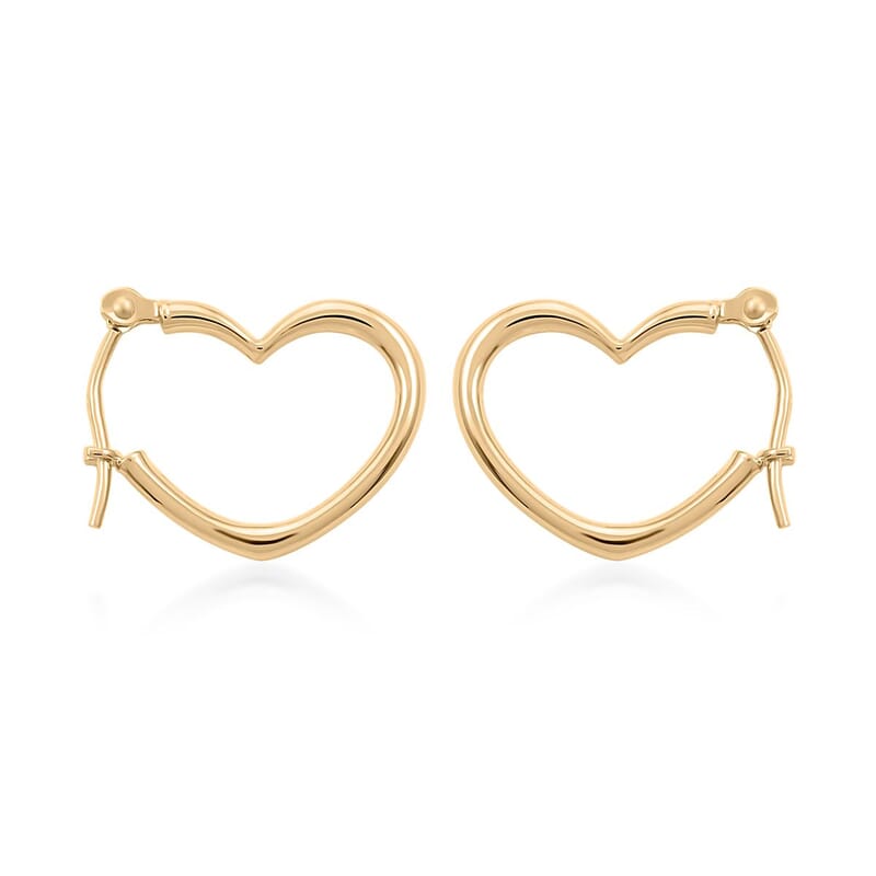 14K Yellow Gold Polished Sideways Heart Hoop Earrings
