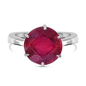 African Ruby 5.35 ctw Ring in Platinum Over Sterling Silver (Size 8)