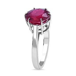 African Ruby 5.35 ctw Ring in Platinum Over Sterling Silver (Size 8)