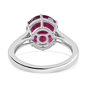 African Ruby 5.35 ctw Ring in Platinum Over Sterling Silver (Size 8)