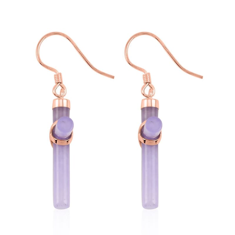 Purple Jade (D) Cross Earrings in 14K Rose Gold Over Sterling Silver 10.15 ctw