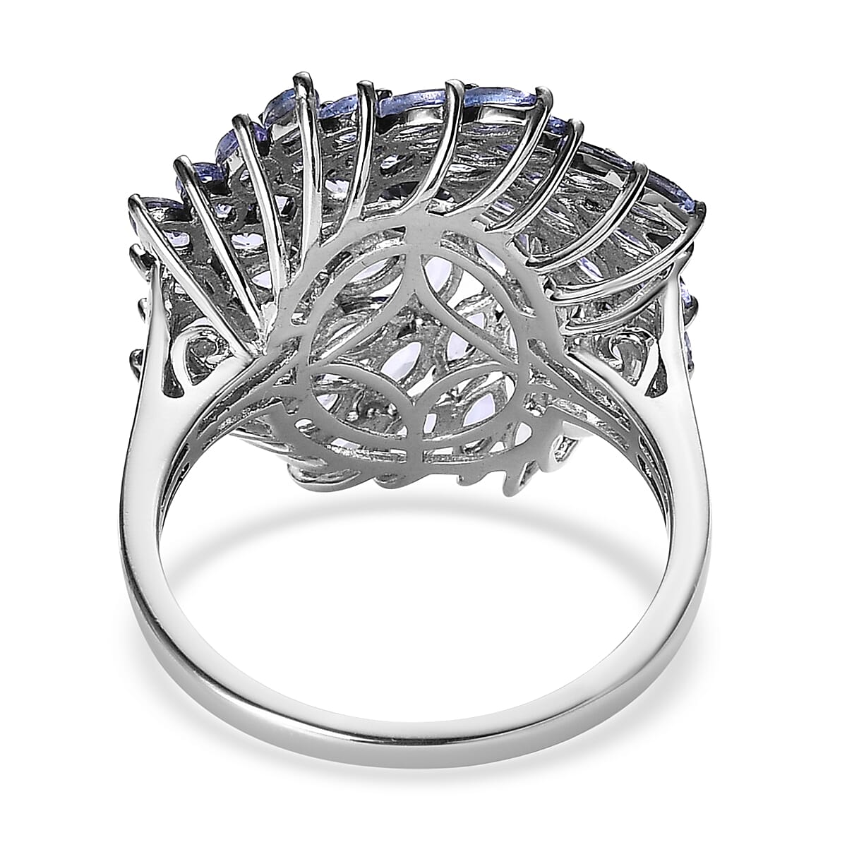 Tanzanite Floral Spray Ring in Platinum Over Sterling Silver (Size 5.0) 4.85 ctw image number 4