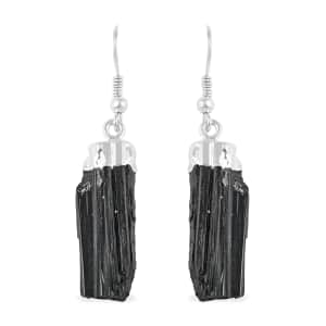 Black Tourmaline Earrings in Silvertone 28.00 ctw