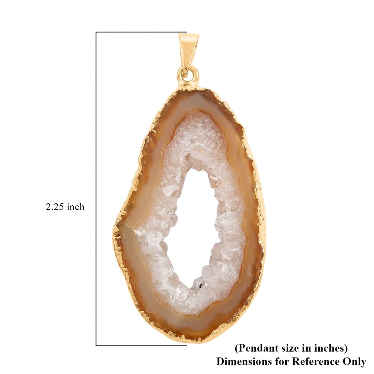Yellow Geode Agate Pendant in Goldtone 25.00 ctw image number 4